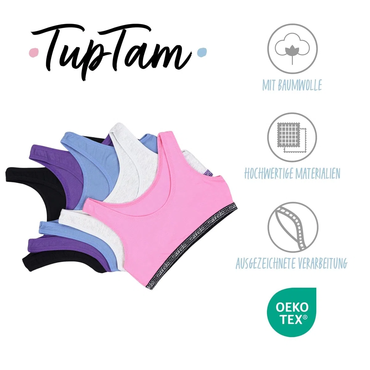 TupTam Reggiseni Sportivi da Ragazza Top Pacco da 5