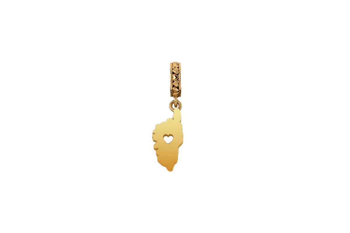 Charm/Charm placcato oro 3 micron 18k per bracciale catena serpente - Isola della Corsica, Corsica (7 mm x 26 mm)
