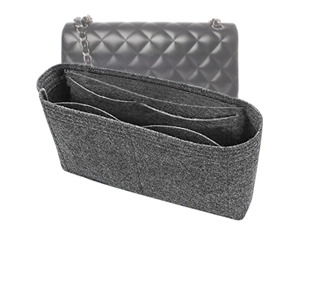 Lckaey Borsa Organizer Inserto per chanel borsa inserto organizer classico patta media borsa organizer senza cerniera 2009lightgray-M