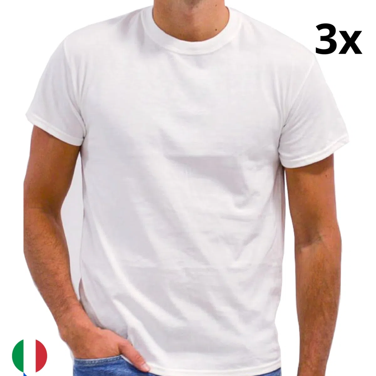 VP PINUCCIO VENEGONI Set 3 Magliette Intime Uomo Cotone Maglia Intima Uomo Girocollo Alto Nera Bianca 100% Cotone Made in Italy Intimo Uomo Canottiere Uomo Cotone Biancheria Intima Uomo