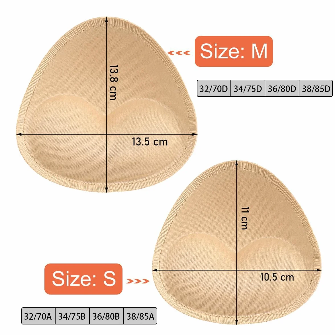 Imbottitura Reggiseno, 3 Paia Imbottitura Cuscini Push Up, Imbottiture Coppa per Reggiseni, Triangolo Spugna Push Up Imbottitura da Coppe per Costumi da Bagno & Abiti & Bikini