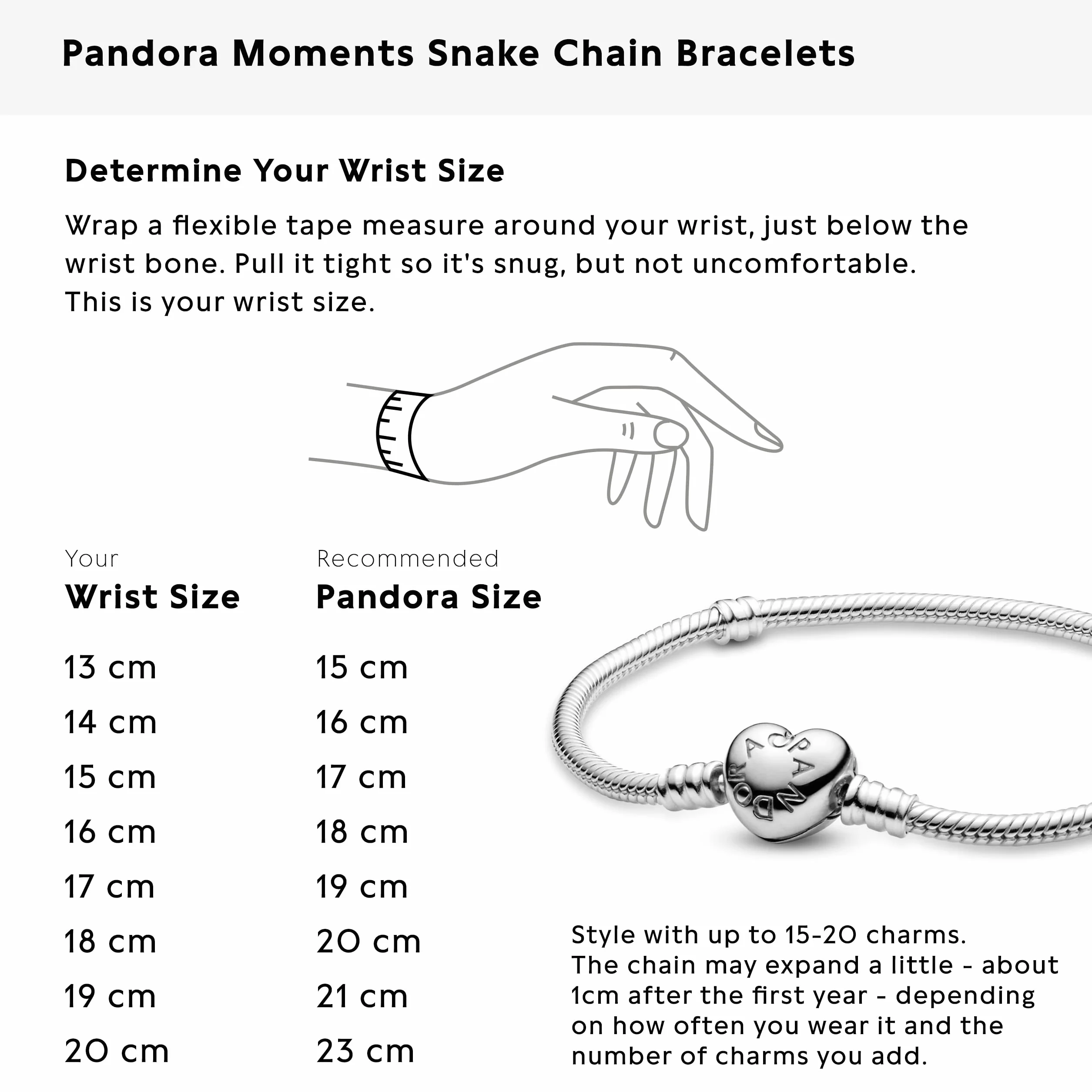 PANDORA Icons Bracciale in argento con maglia snake e chiusura a cuore