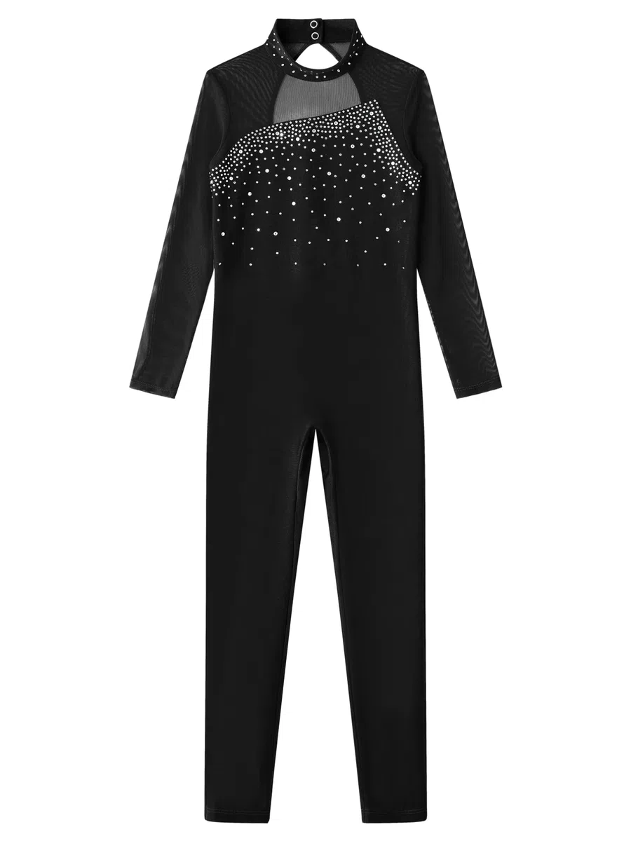 YiZYiF Body per Bambina Tuta da Ginnastica Artistica Pattinaggio Maniche Lunghe Jumpsuit Patchwork Sportiva Body da Danza Leotards da Balletto