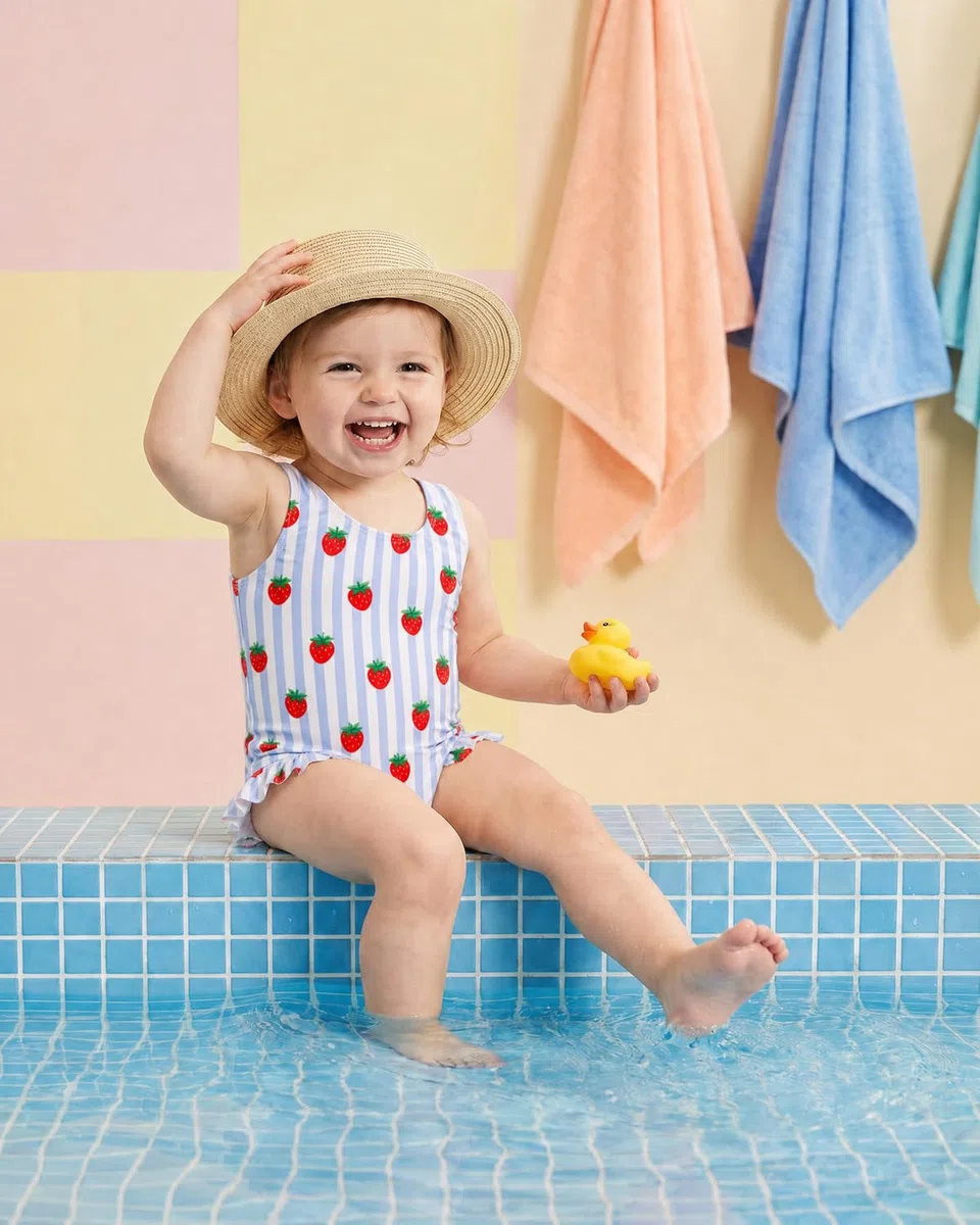 DivingBirds Costume Intero Bambina con Volant, Costume da Bagno Neonata e Bimba con Stampa Margherite, Costume Piscina Mare per Bambina 6 Mesi-4 Anni