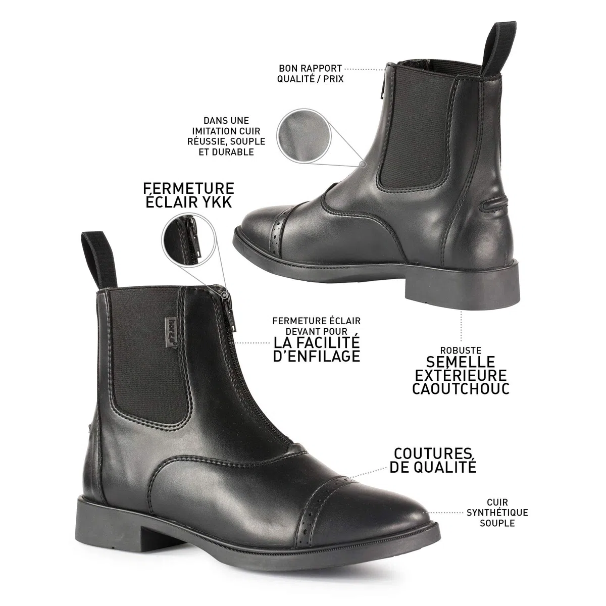Horze Wexford Stivaletti da donna da equitazione, con zip frontale