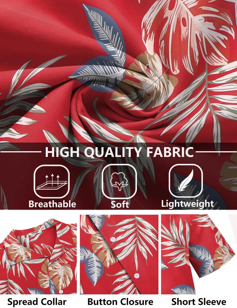 COOFANDY Camicie Hawaiane Uomo Maniche Corte Camicie Estive Casual Spiaggia vestibilità Regolare Camicia Tropicali Floreale