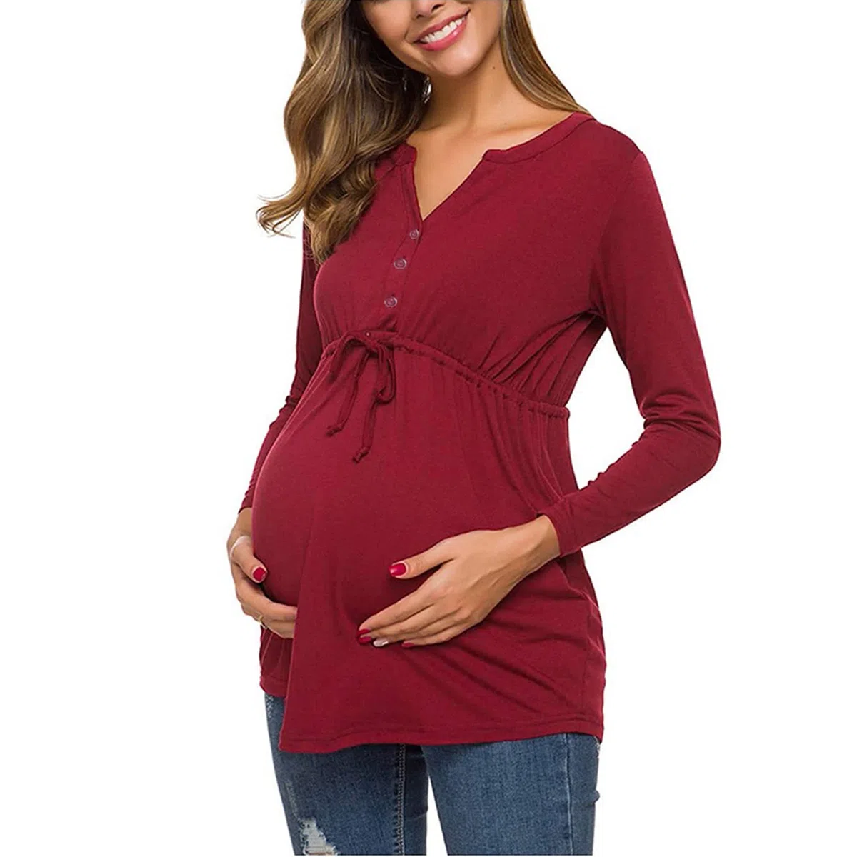 Premaman Top L'Allattamento al Seno Donna Felpa Premaman Allattamento Maglia Trasparente con Maniche Lunghe per Gravidanza T-Shirt maternità in Cotone Magliette di maternità Donna Bluse Camicetta Tops