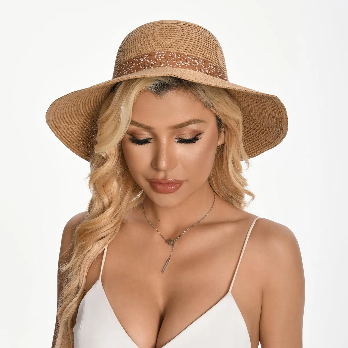 Gajaous Cappelli di Paglia da Spiaggia per Donne, Cappello Estivo da Spiaggia UV, Cappello di Paglia Pieghevole con Ampia Tesa per Ragazze