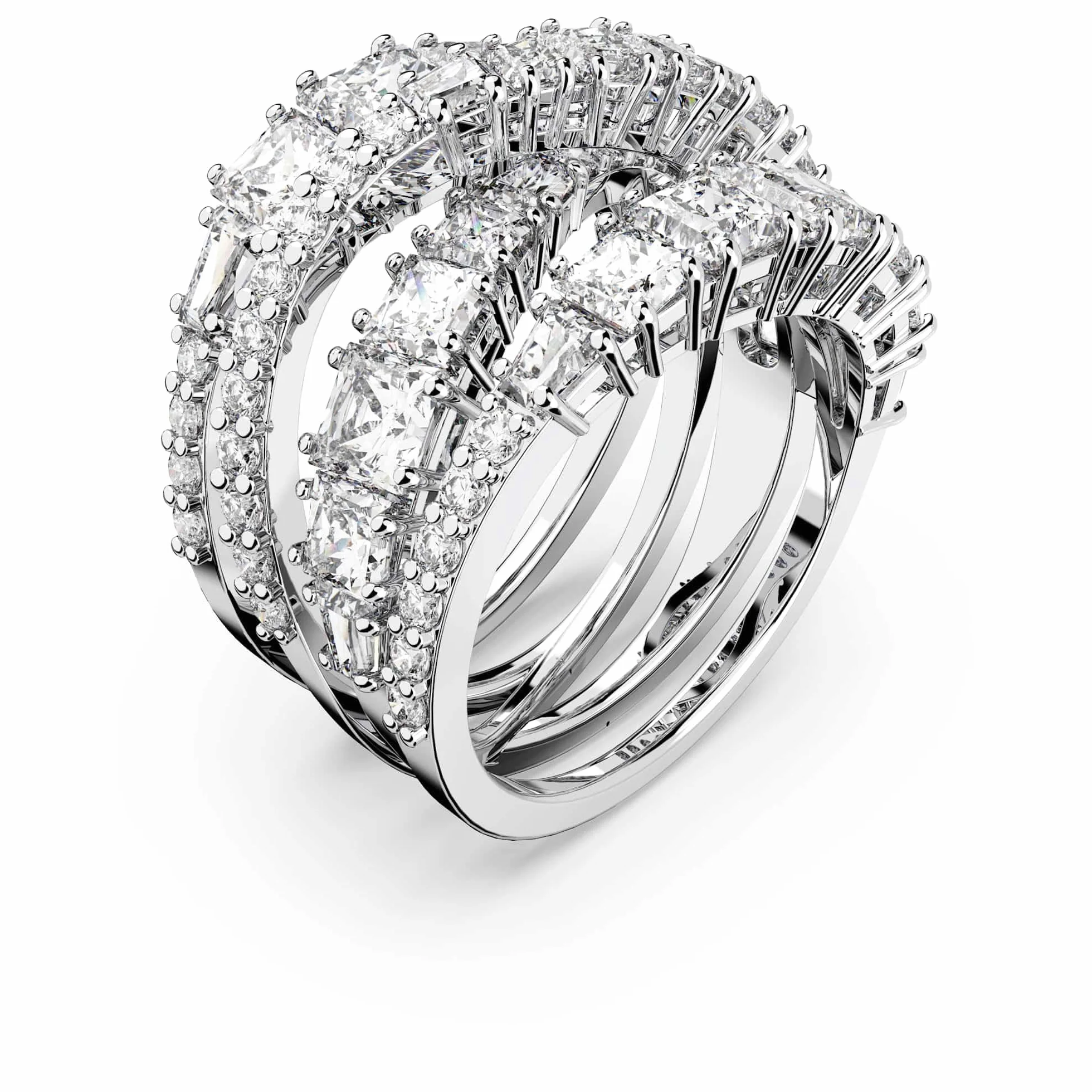 Swarovski Hyperbola bague, tailles mixtes, blanc, plaqué rhodium