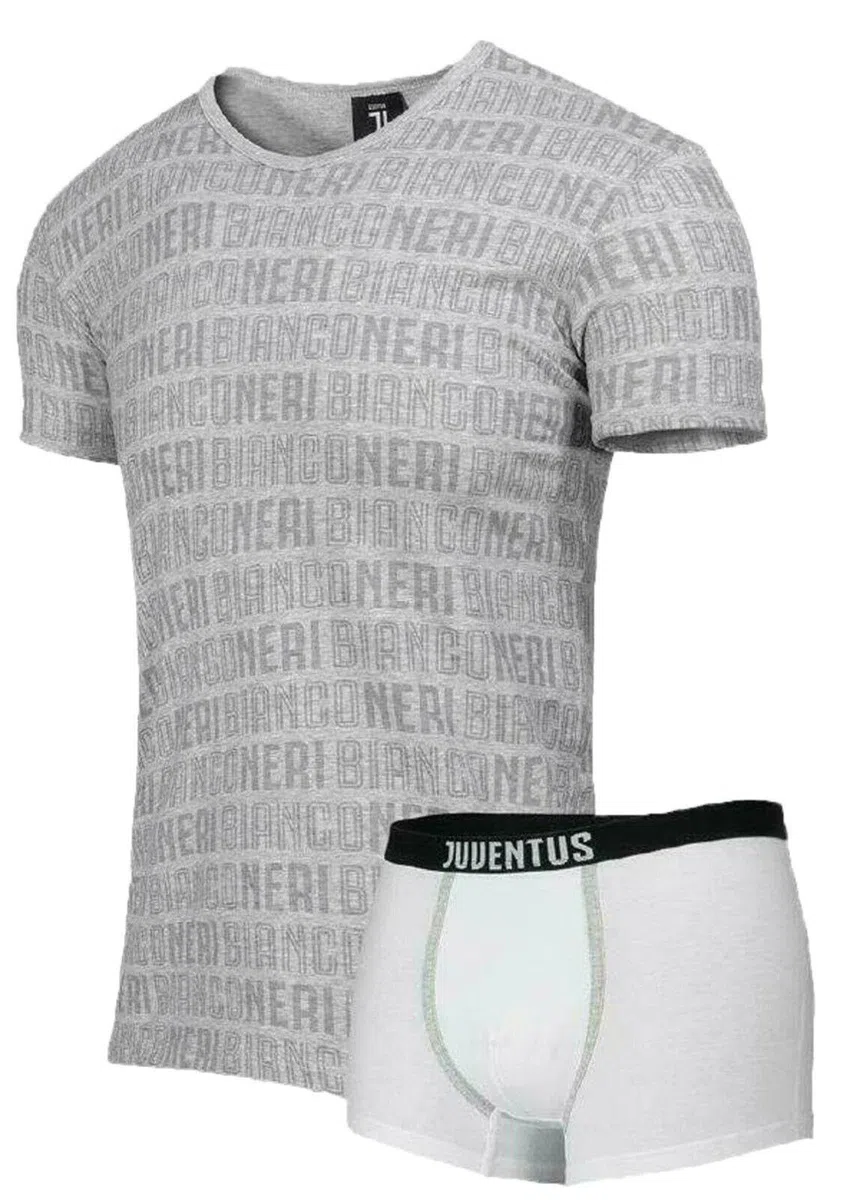 Juventus Completo Scollo V + Boxer 12055 (Anni 14, Grigio Melange)