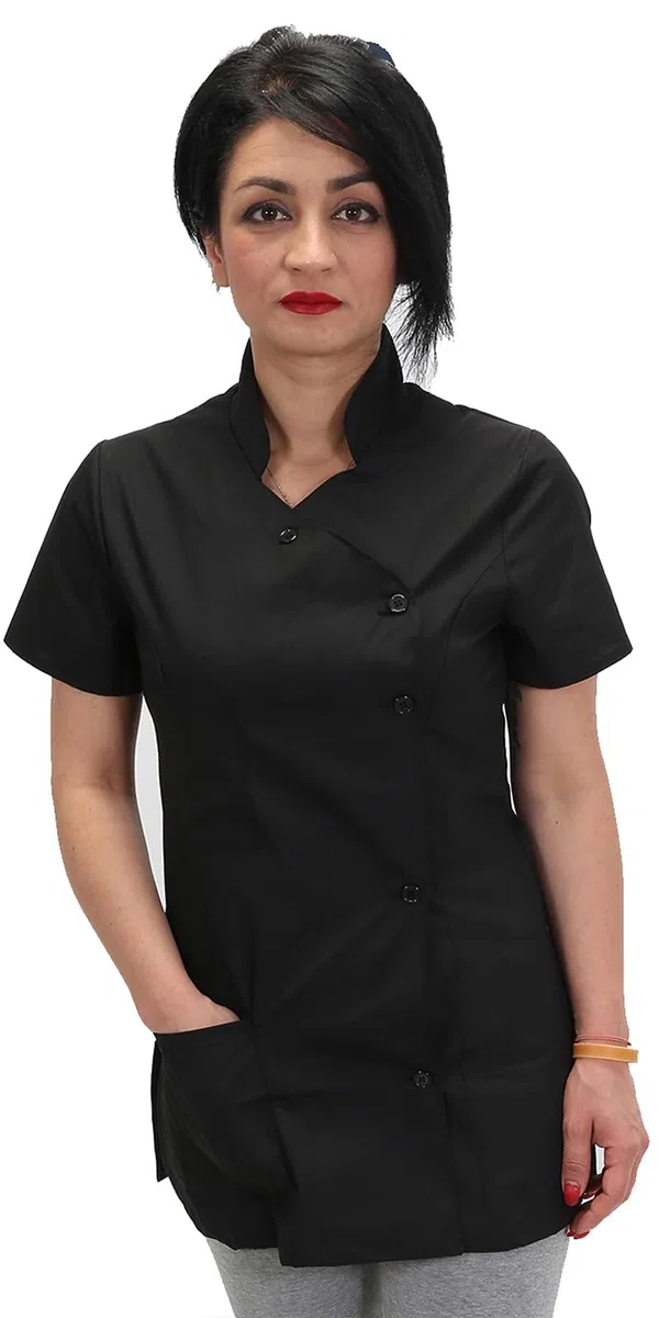 Camice Casacca da Lavoro Donna Estetista parrucchiera Centro estetico Slim, Manica Corta,