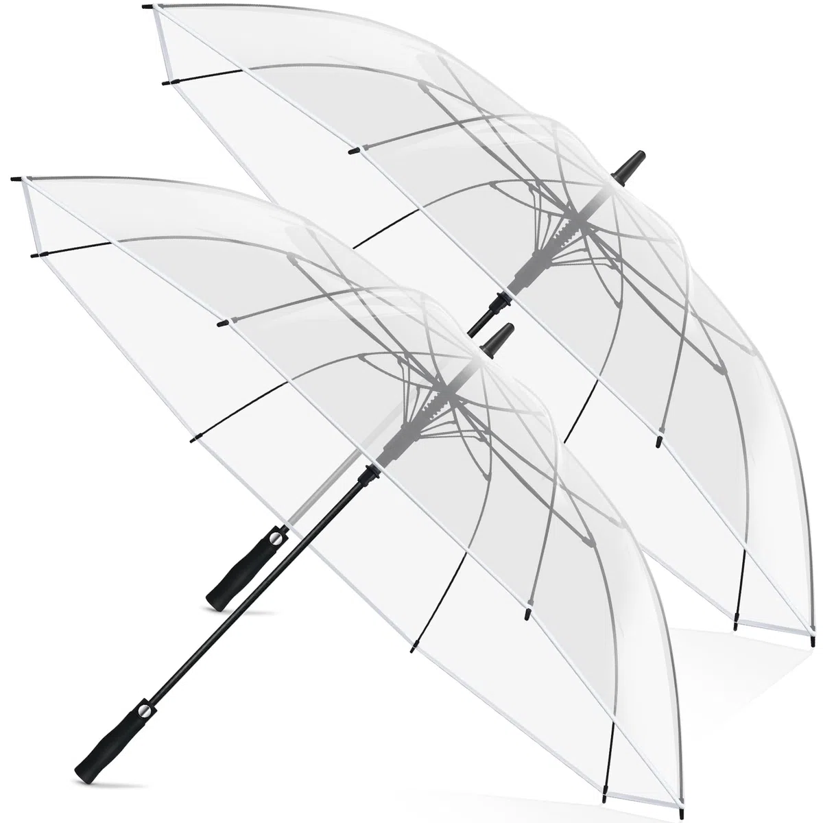 Weewooday 2 Pezzi Ombrelli Trasparenti Grande XXL Automatico Elegante con Pulsante Ombrello da Sposa Antivento Impermeabile para Partner