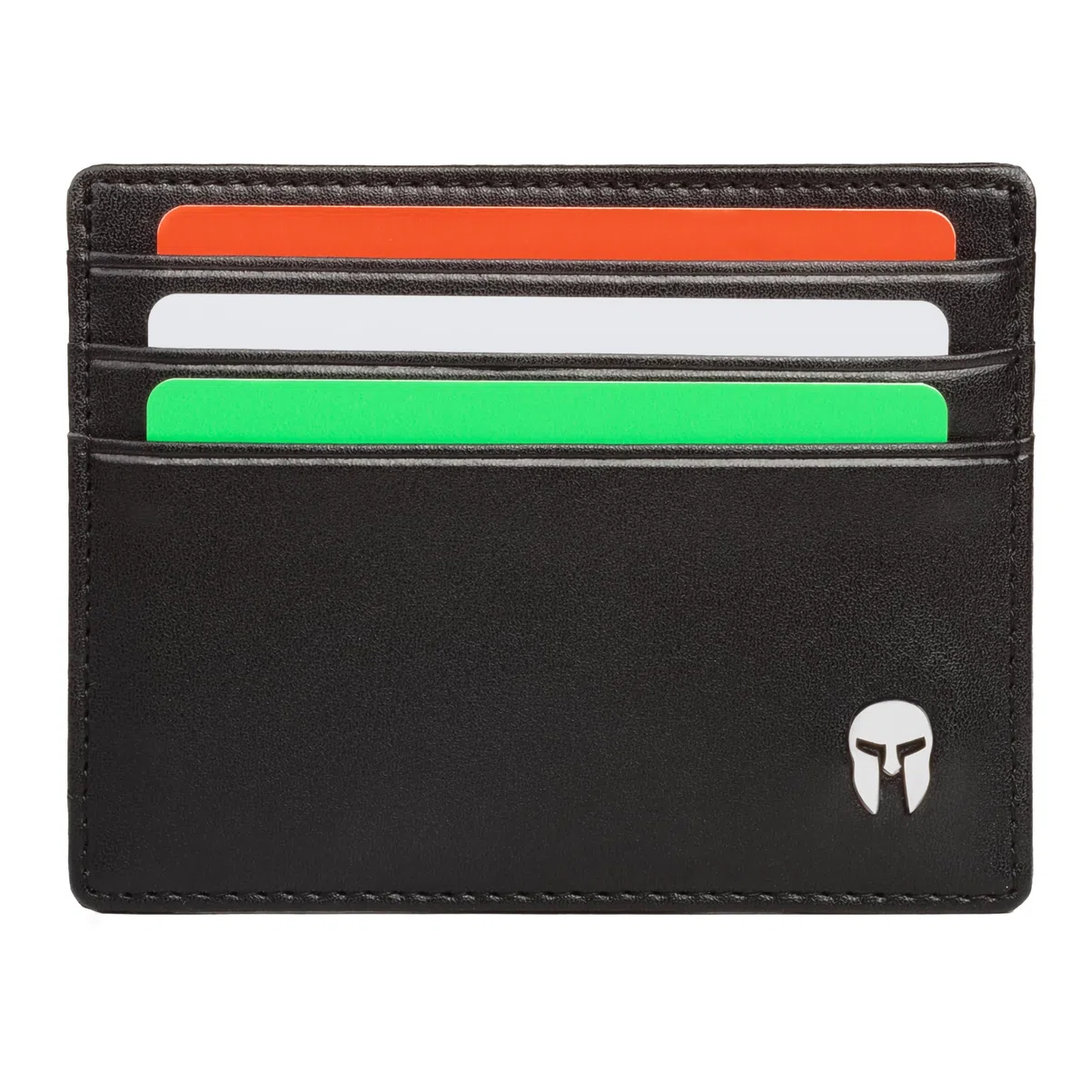 SPARTANO Porta Carte Credito Uomo con Protezione RFID, Portafoglio Slim Sottile Elegante con 6 Tasche per Tessere e 1 per Banconote - ARES (Nero)