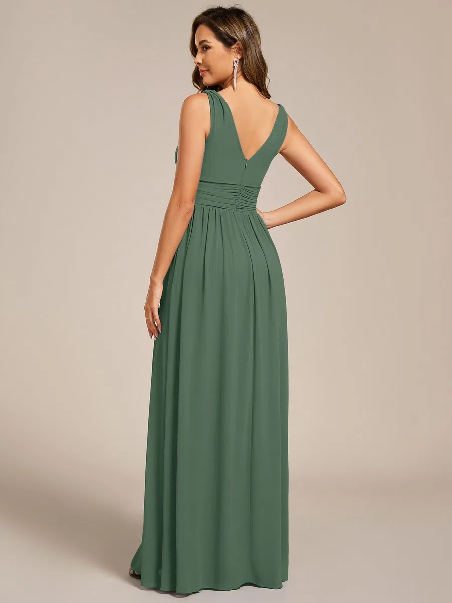 Ever-Pretty Abito da Sera Lungo Donna con Increspato in Chiffon Classico 09016