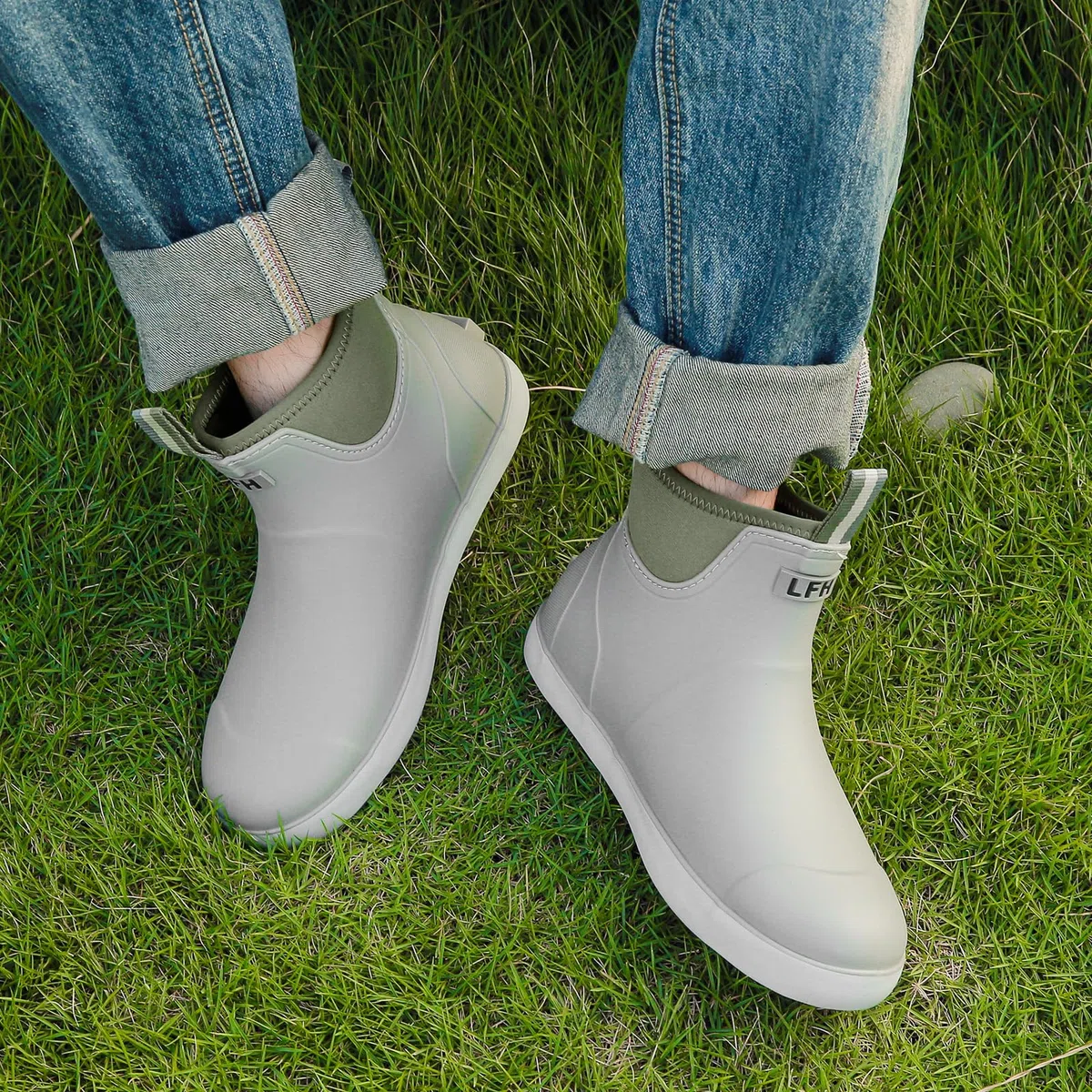 Stivali Gomma Uomo Da Pioggia, Stivali Da Pesca, Antiscivolo Leggere Comode Shorty Boots, Impermeabile Nero Scarpe Da Giardino