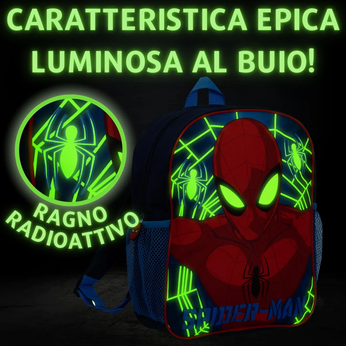 Marvel Spiderman Zaino Che Brilla al Buio Ragazzi Viaggio Scuola Sacchetto del Pranzo