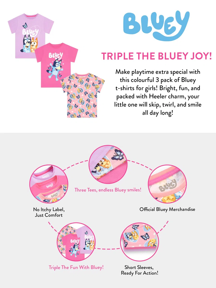 BlueY Confezione da 3 T-Shirt, Magliette Estive per Bambina, Set di 3 Magliette per Bambina, Abbigliamento Bambini in Cotone
