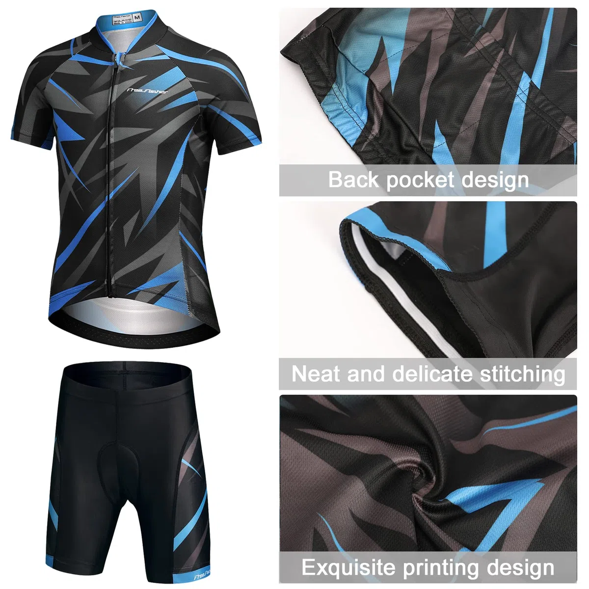 Completo da Ciclismo Bambini Unisex Maglia a Manica Corta + Pantaloncini Imbottiti Abbigliamento della Bicicletta per Ragazzi