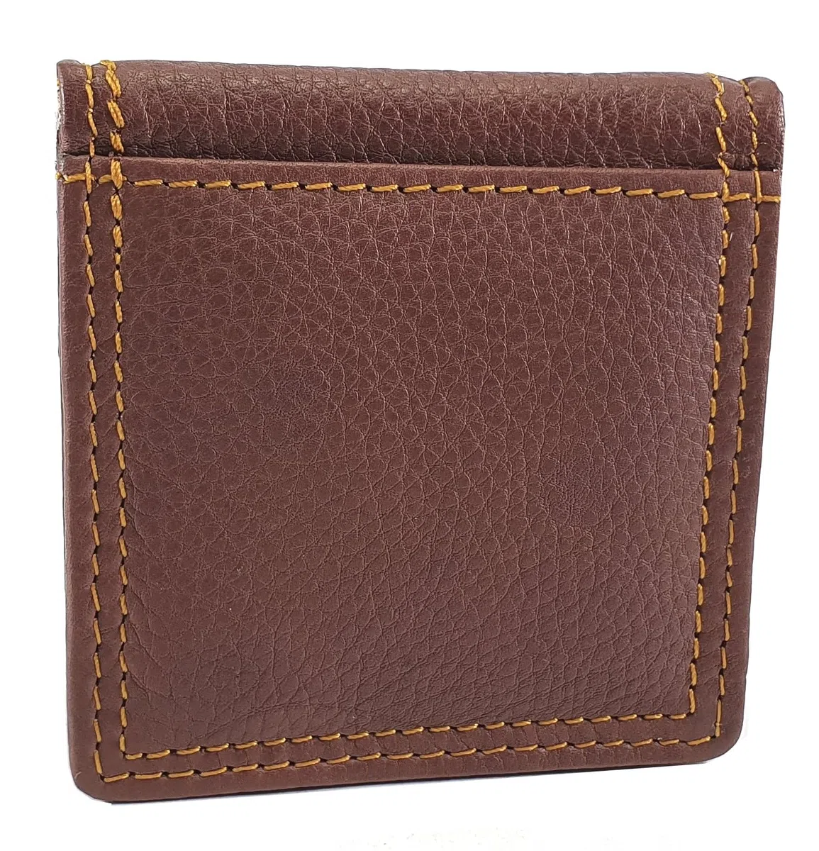 Luigi Benetton Portamonete in Vera Pelle, Porta Euro con Chiusura a Bottone, Dimensioni 8x8x2 cm, Collezione Artigianale, con Confezione Regalo Art.3100 (MARRONE)