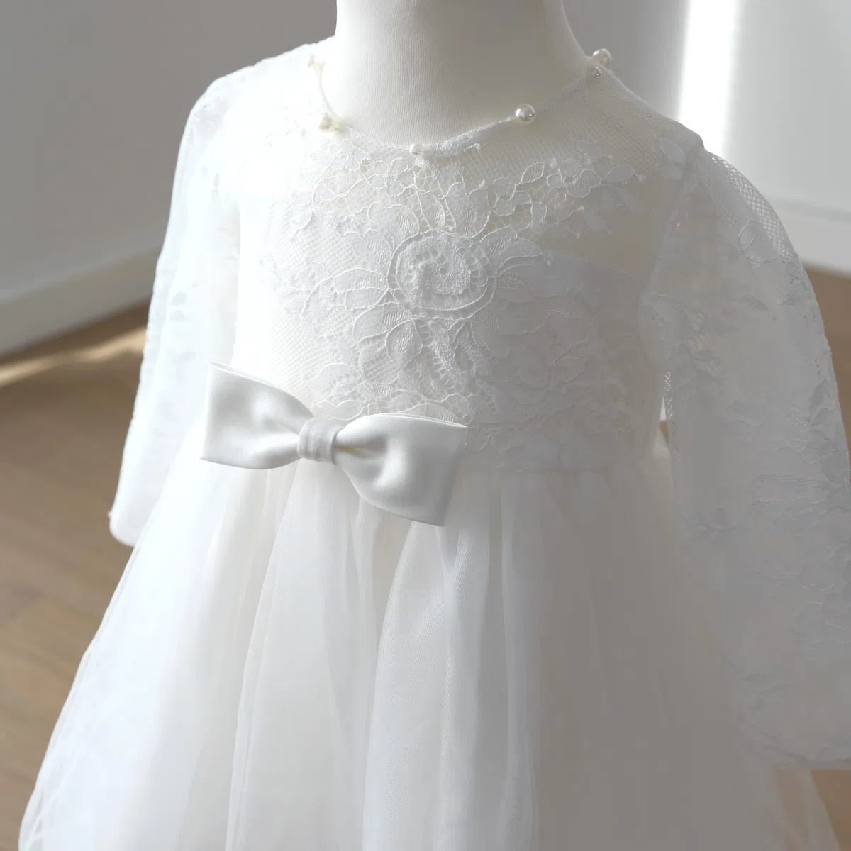 Abito da Battesimo per Bambina in Tulle a Maniche Lunghe M28