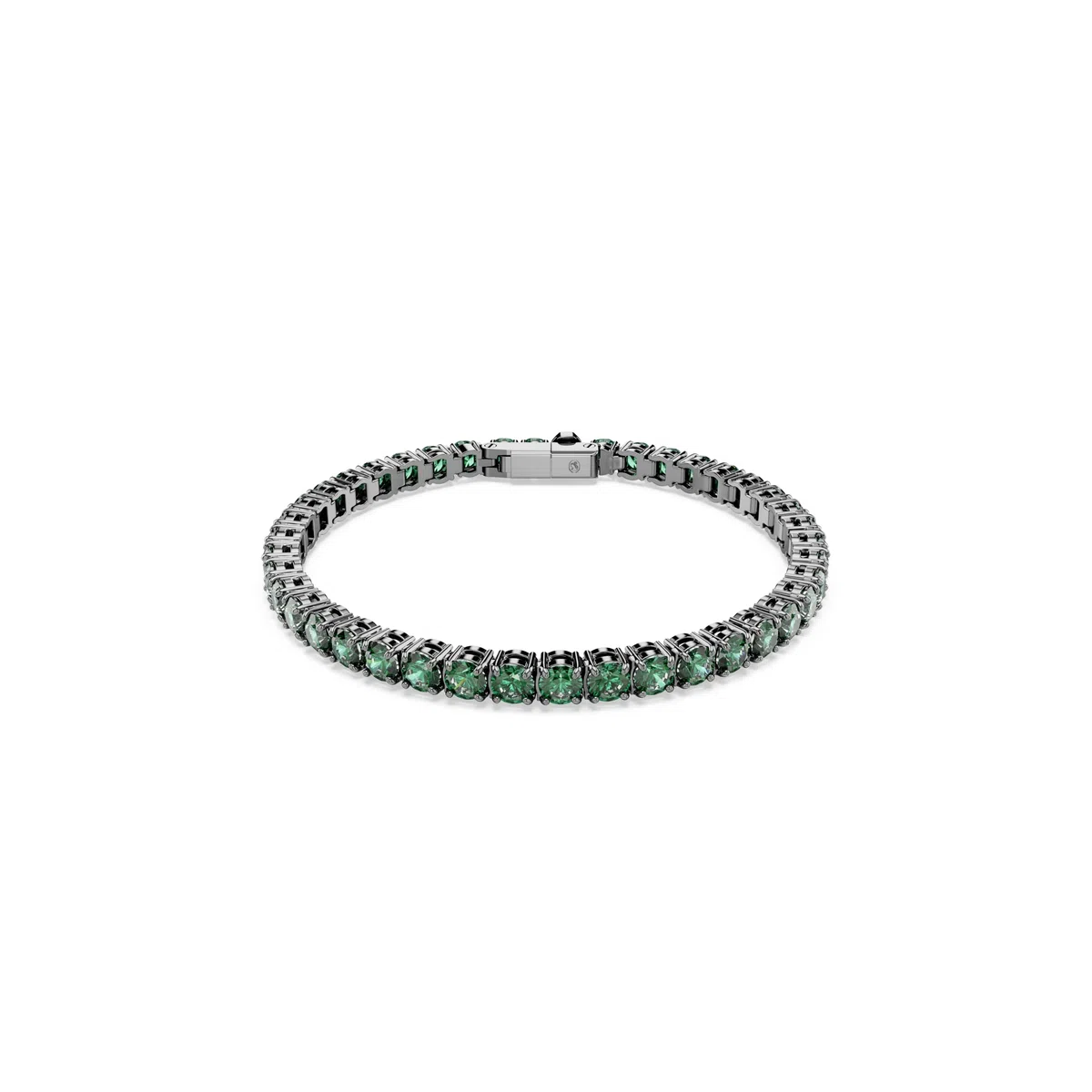 Swarovski Bracciale Tennis Matrix, taglio rotondo, verde, placcato rutenio