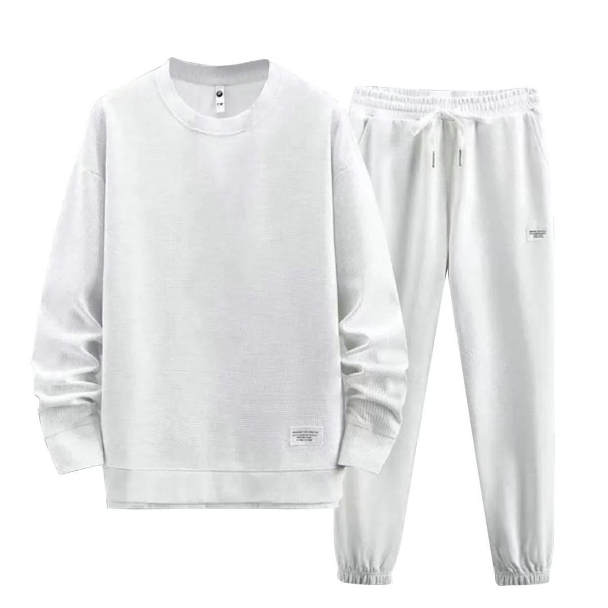 Tuta Sportiva Donna Uomo Completa 2 Pezzi Tinta Unita Girocollo Minimalista Elegante Casual Leggera Curvy con Felpa Senza Cappuccio e Pantaloni Baggy Palestra Ginnastica Workout Calda Unisex