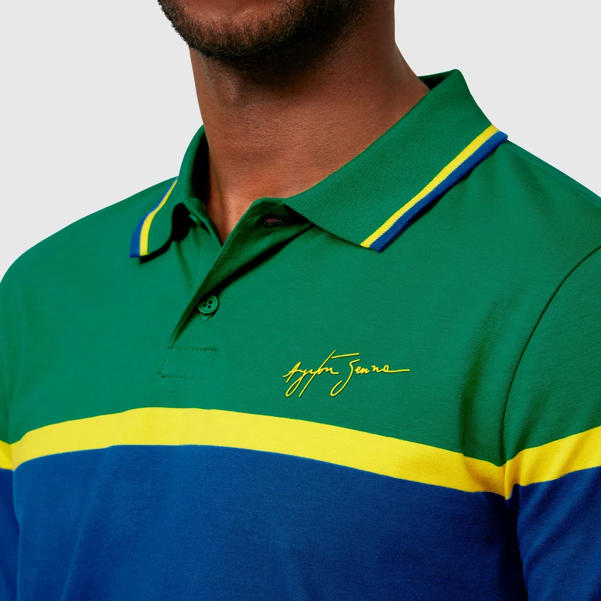 Ayrton Senna - Collezione ufficiale – Polo da uomo a righe – Navy