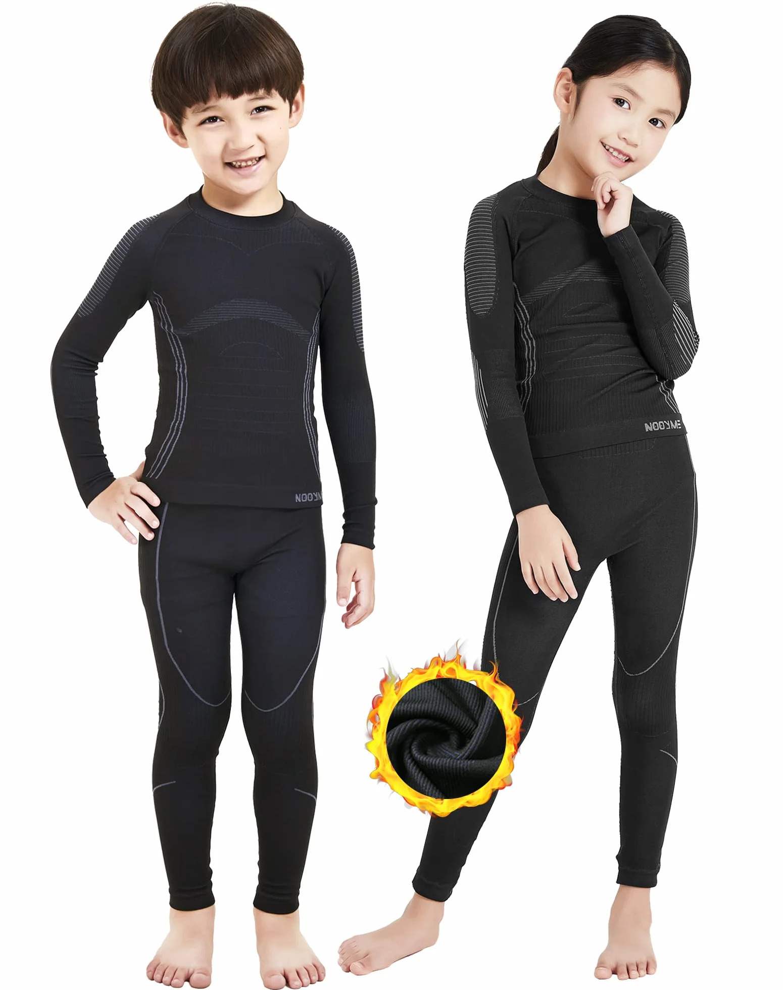 NOOYME Intimo Termico Bambino Biancheria Intima Termica Bambina Pantaloni e Maglia Termica Traspirante Asciugatura Rapida per Sci Corsa Calcio