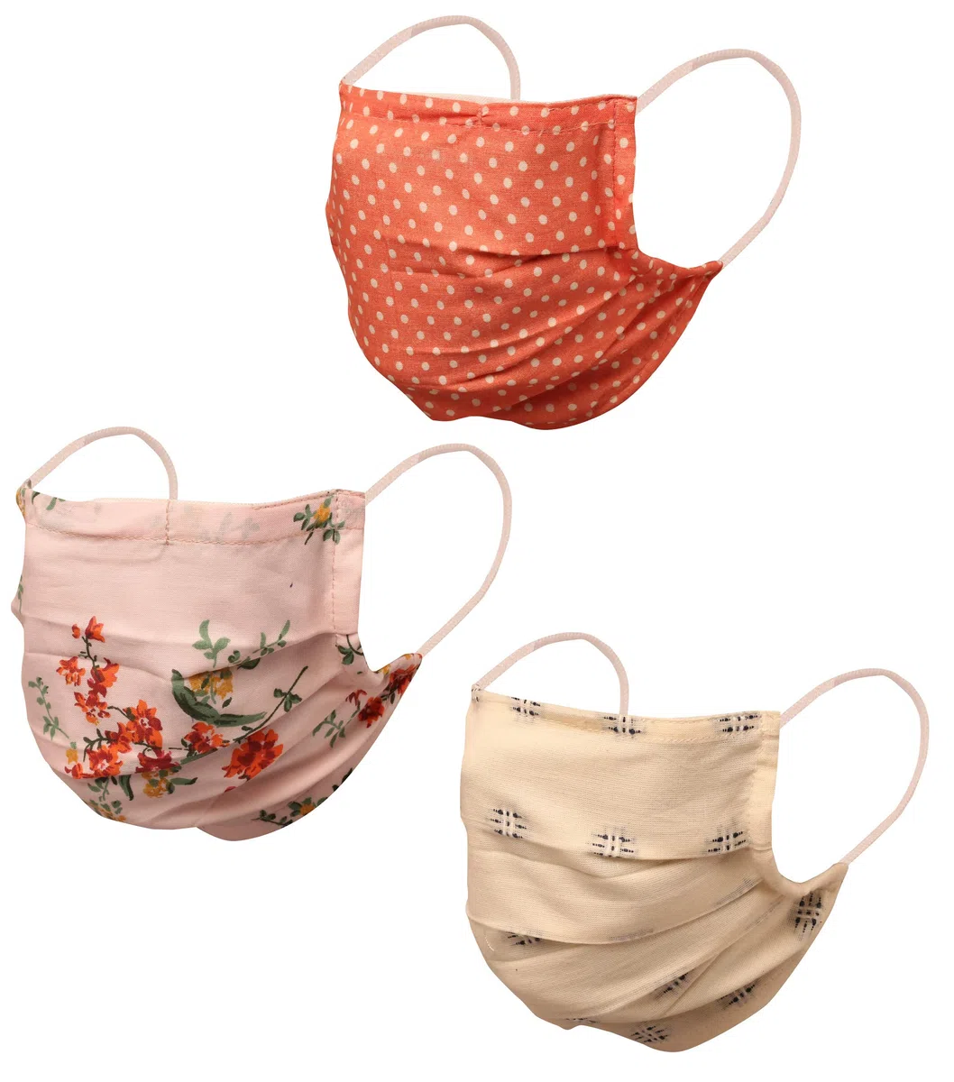 Touchstone Filter pocket nose bridge a doppio strato in cotone maschera facciale in cotone riutilizzabile Lavabile in lavatrice per uomini, donne. (Confezione da 3). Arancione Rosa Grigio