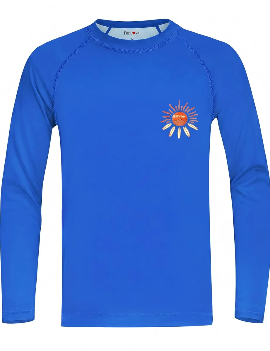 weVSwe Maglietta UV per bambini, a maniche lunghe, UPF 50+, ad asciugatura rapida, rashguard riciclato, 2-12 anni
