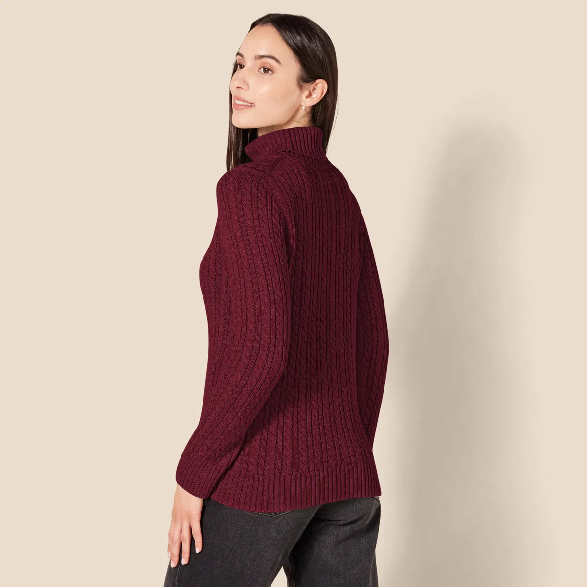 Amazon Essentials Donna Maglione A Collo Alto Intrecciato con Screziatura (Taglie Forti Disponibili)