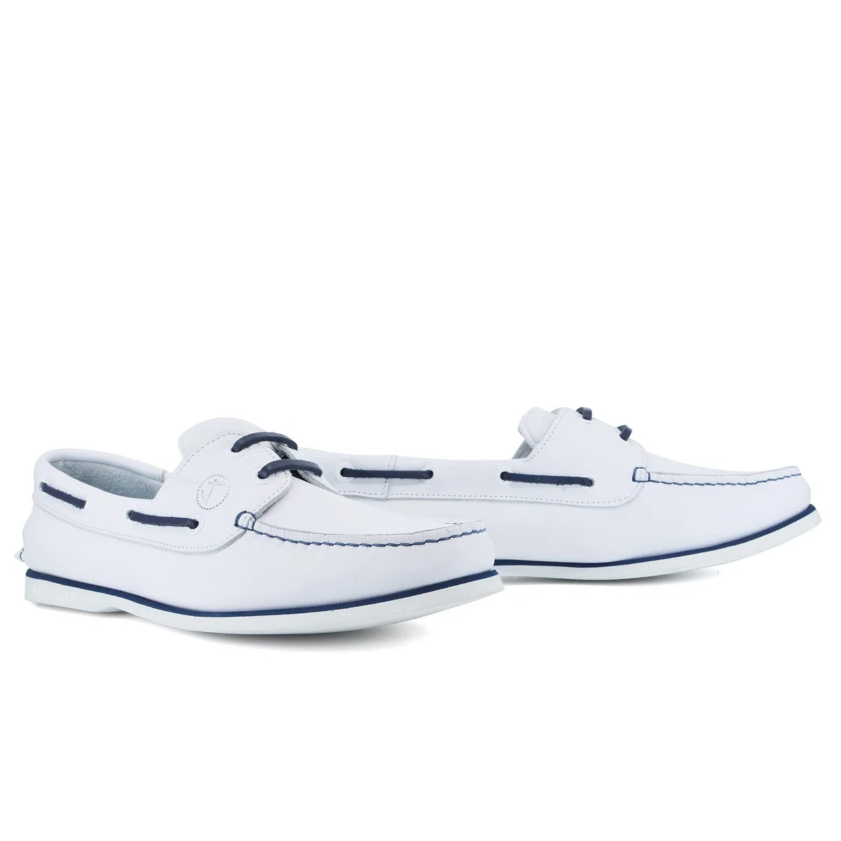 Seajure Scarpe da Barca da Uomo Sauvage in Pelle Bianca e Blu Navy