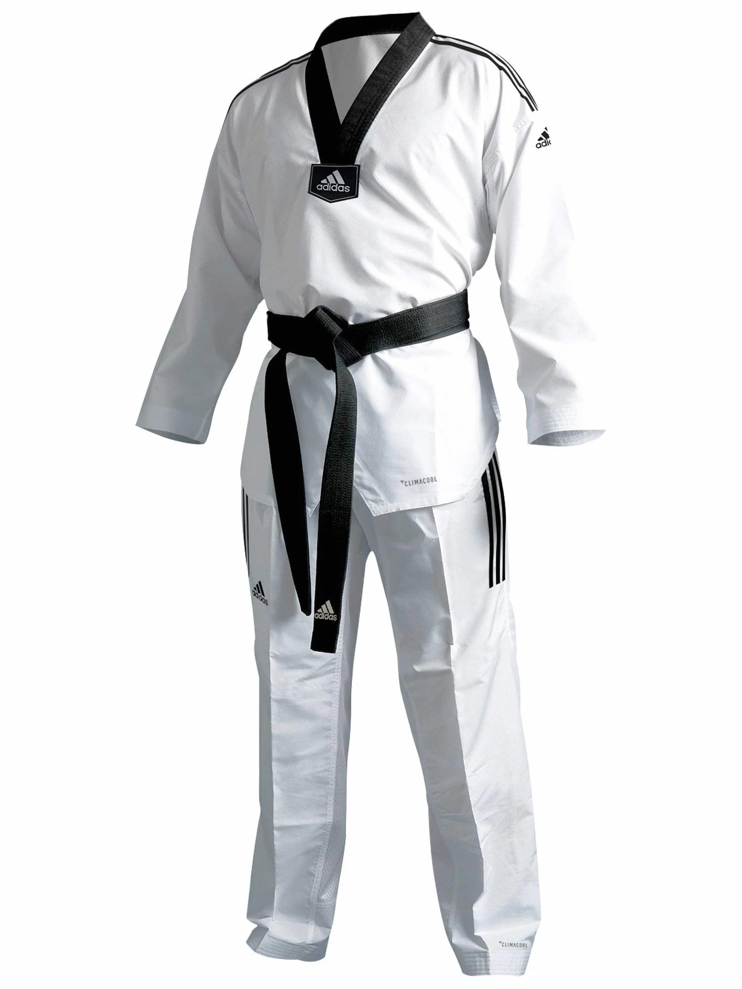 Adidas Adi Fighter Eco - Tuta da Taekwondo, a strisce, colore: Nero (190)