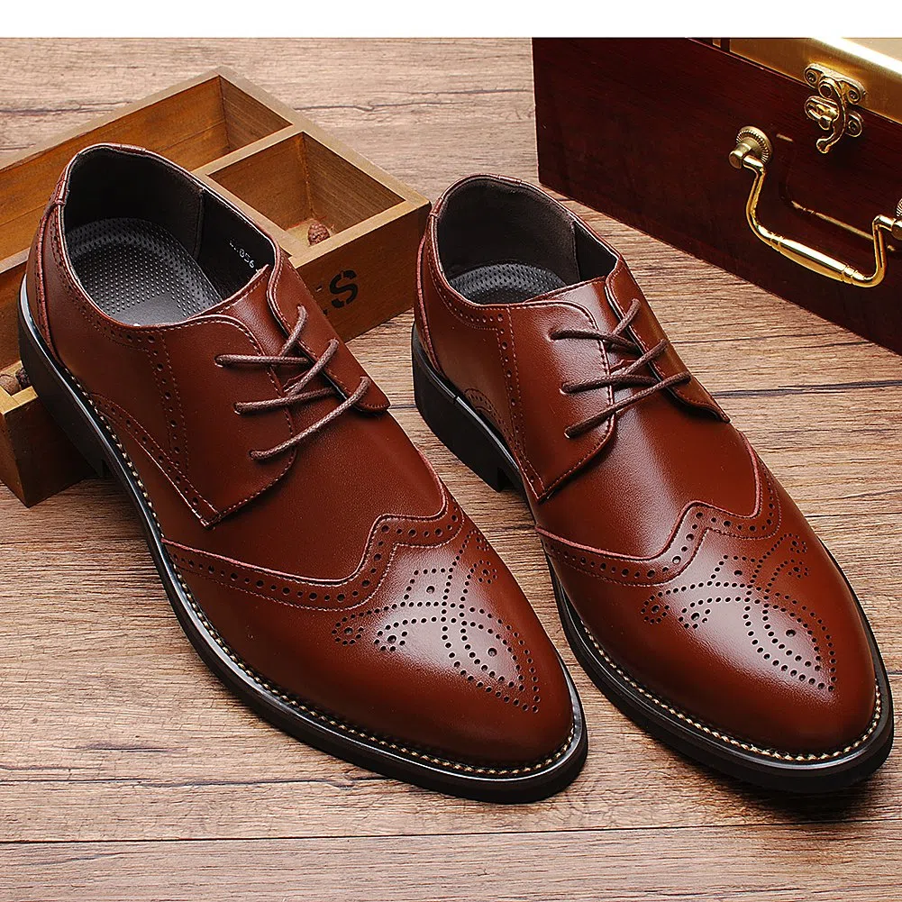 ANUFER Uomo Inteligente Nozze Brogues Punta Allacciare Formale attività Commerciale Scarpe da Sera