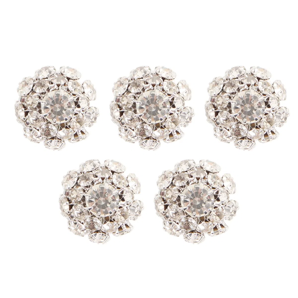 Ubric 5 copribottoni con strass, maniche a fiore di cristallo, clip rimovibili per camicia, abiti, smoking, camicie, accessori argento