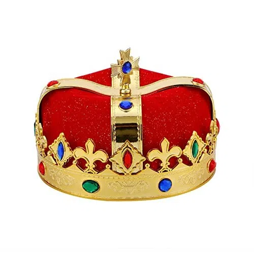 2 corone da re e corona da regina con gioiello reale per compleanno, Halloween, cosplay, feste, balli studenteschi
