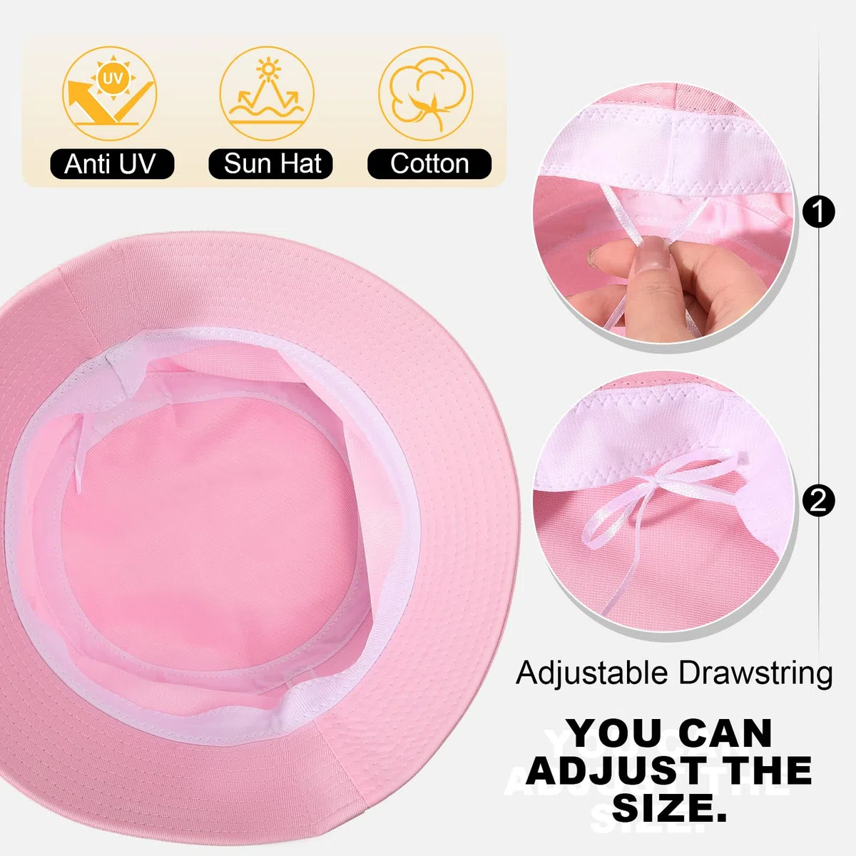 Nadeer Cappello Pescatore Donna Bucket Hat Pieghevole Cappello da Sole Unisex Uomo Cotone Cappelli Estivo UV Protezione per Pesca Escursionismo Campeggio
