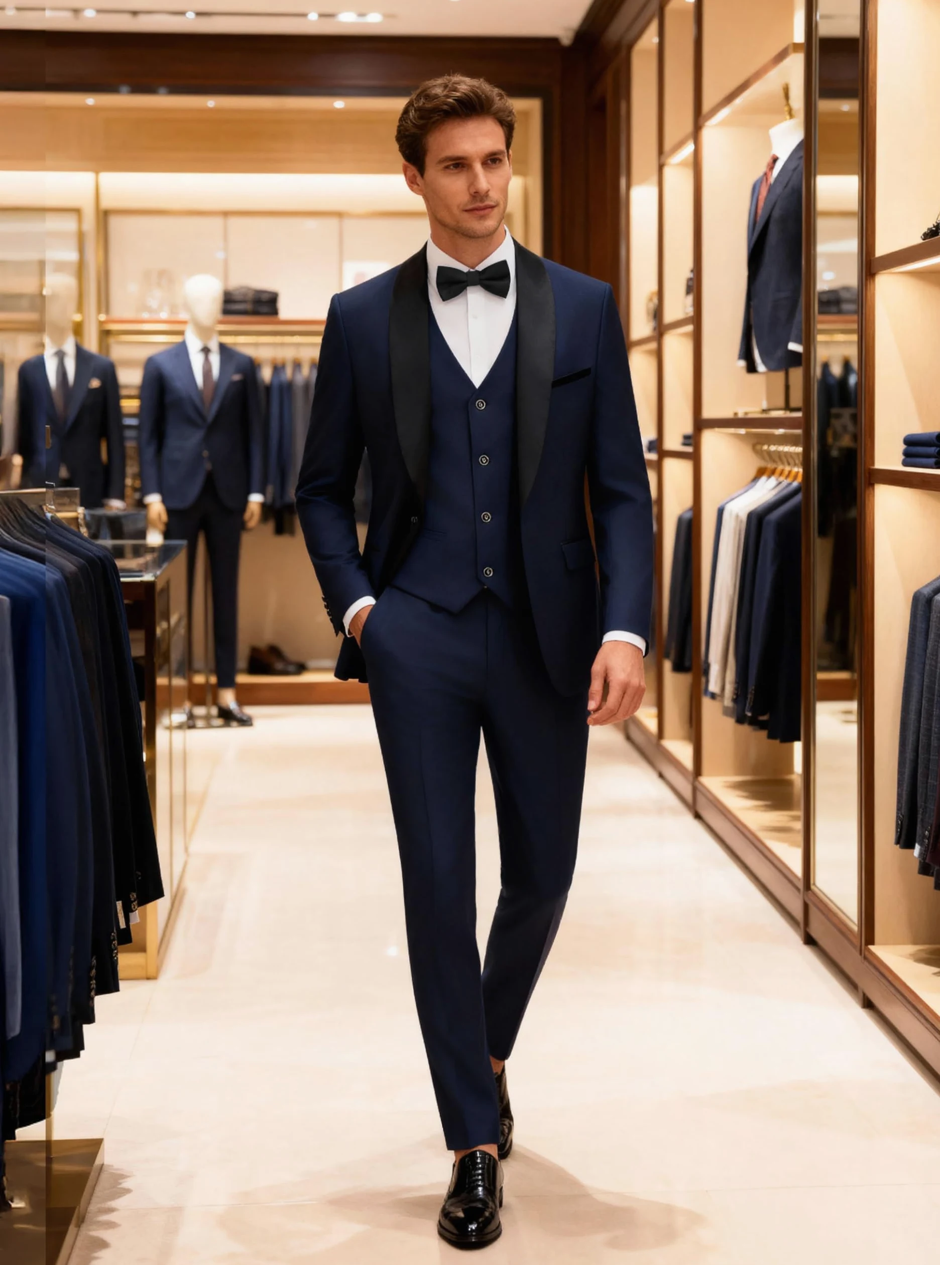 Abito Uomo Slim Fit 3 Pezzi, Elegante Smoking con Bavero a Scialle e 1 Bottone, Completo da Cerimonia per Matrimonio Sposa e Gala Giacca, Gilet e Pantaloni