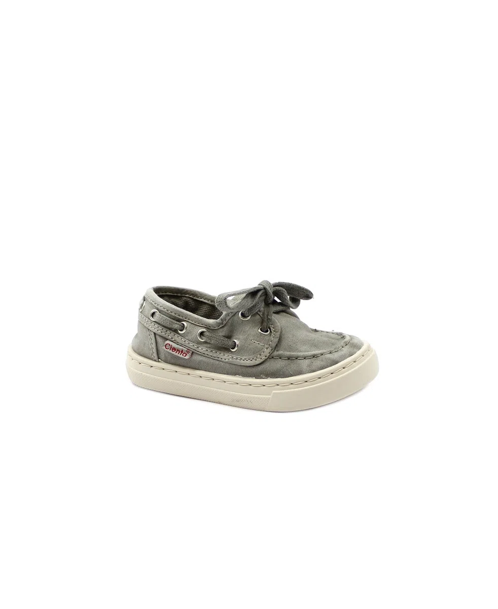 Cienta 87777 Gris Claro Grigio Scarpe Bambino Mocassino Barca Laccio Tessuto