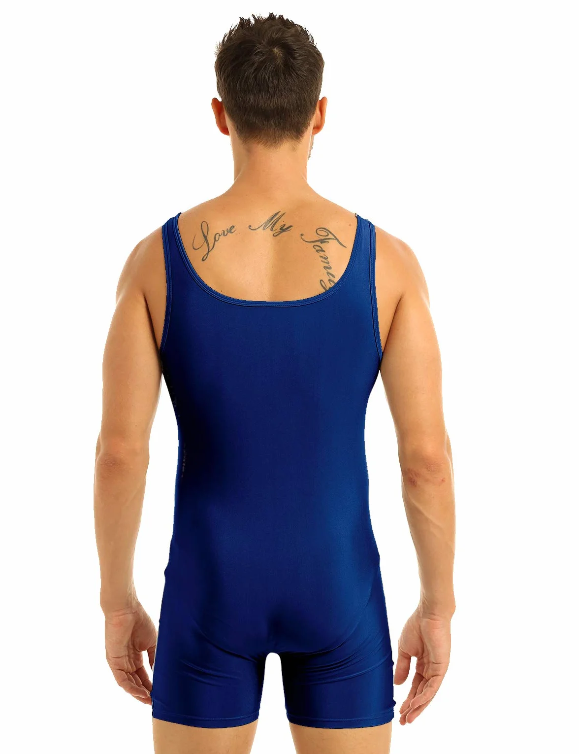 inlzdz Body Uomo da Danza Sport Tuta Intera Corta Body da Ginnastica Artistica Leotard Senza Manica Bodysuit Jumpsuit Completo Intimo Palestra Allenamento Fitness