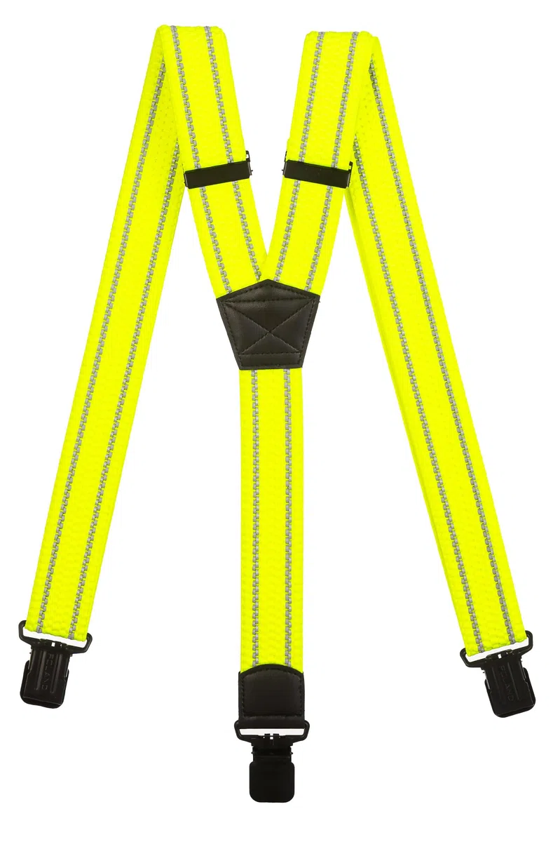Bretelles Alta Visibilità con Strisce Riflettenti, Clip Nere - 4cm