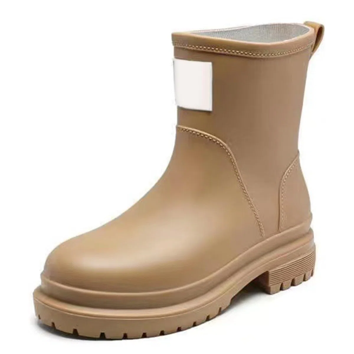 Generisch Stivali di gomma da donna eleganti scarpe da pioggia da donna con polpaccio medio, suola spessa, resistenti stivaletti corti per tutti i giorni, attività all'aria aperta, eleganti e piatte