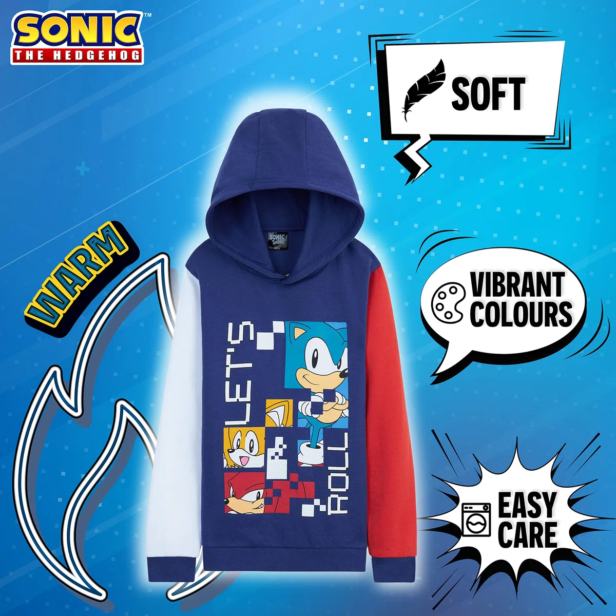 SONIC THE HEDGEHOG Felpa Bambino - Felpa con Cappuccio 4-12 Anni Felpe Ragazzo in Cotone Abbigliamento Sonic Ufficiale Regali per Gamer