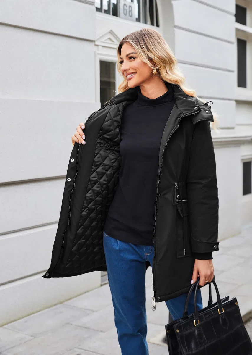Maacie Umstands Giacca di Cotone 3 in 1 Inverno Lungo Buffer Piumino Parka con Cappuccio con Tasche Giacca di Cotone Impermeabile 2024