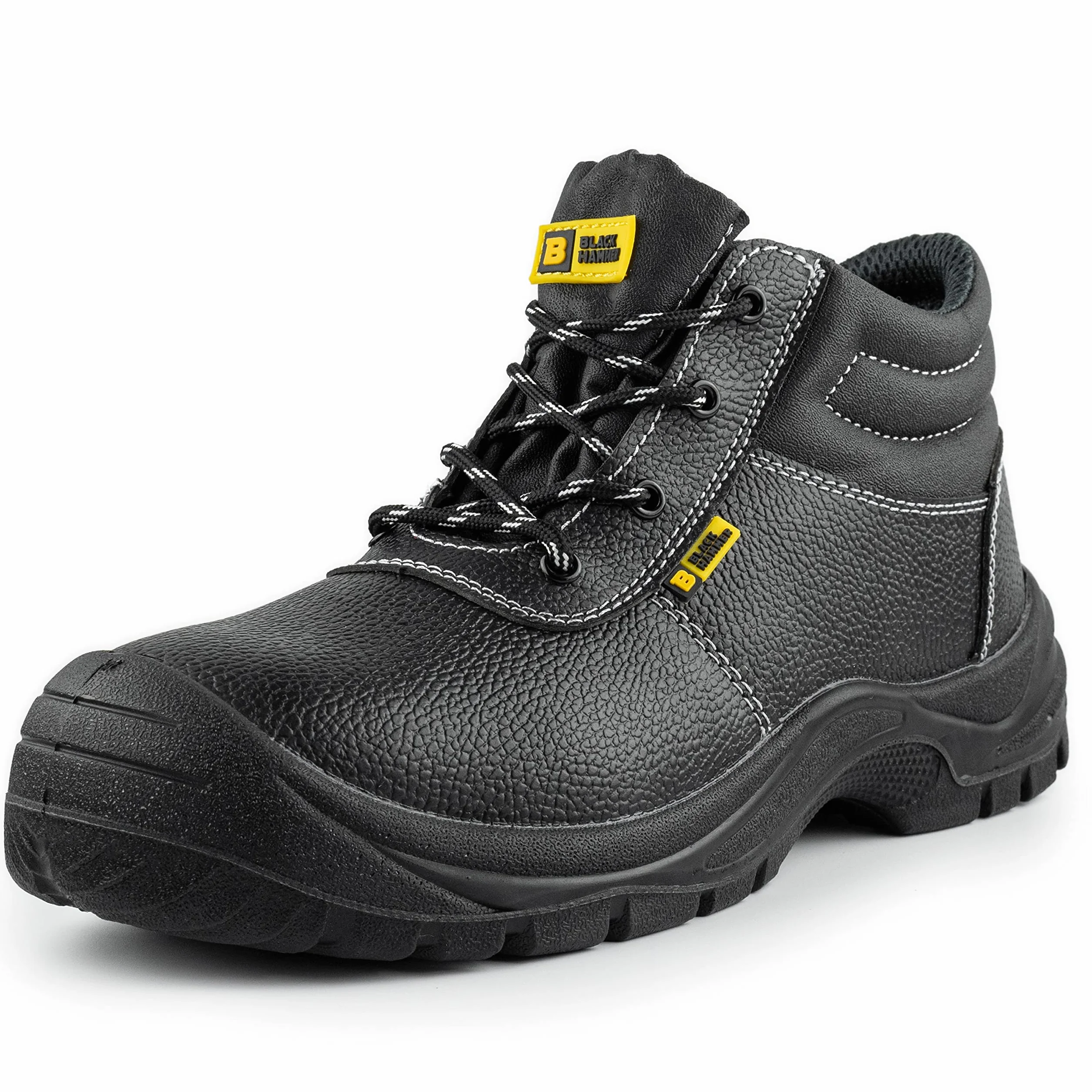 BLACK HAMMER Scarponi Antinfortunistici da Uomo Materiale in Pelle Punta in Acciaio Calzature S3 SRC 1400 Nero