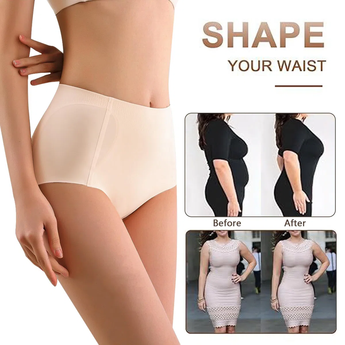 Mutande Imbottite da Donna Mutande Push Up Glutei Hip Enhancer Butt Lifter Shapewear Intimo Senza Cuciture Modellante Pancera Contenitiva con Cuscinetti Rimovibili Elastica Pantaloni