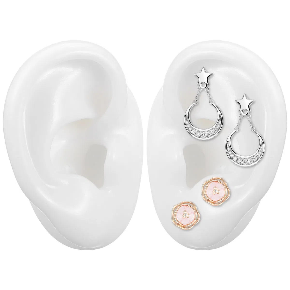 SHERCHPRY Modello Dell'Orecchio in Silicone Realistico 2.36X1.97X1.57 Pollici Per Esposizione Di Orecchini E Pratica Di Piercing Per Otorinolaringoiatri E Centri Apparecchi Acustici