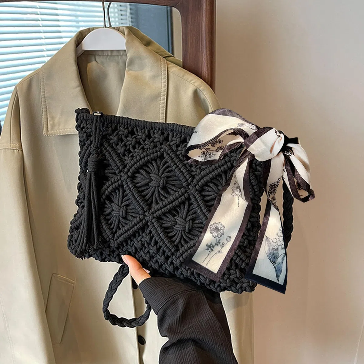 Borsa a Tracolla da Spiaggia Estiva, Borsa a Tracolla da Donna in Paglia, Tracollas in Stile Bohémien Estivo, Borsetta Donna di Vacanza Casual