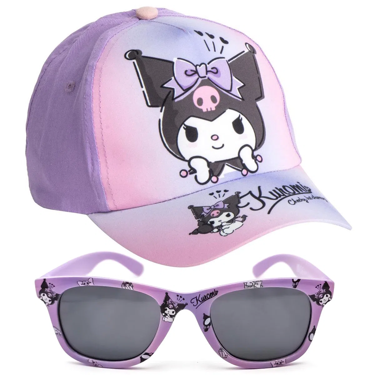 Set Kuromi Bambino Sanrio - Cappellino Kuromi con Occhiali da Sole UV400 per Bambina 5-12 Anni