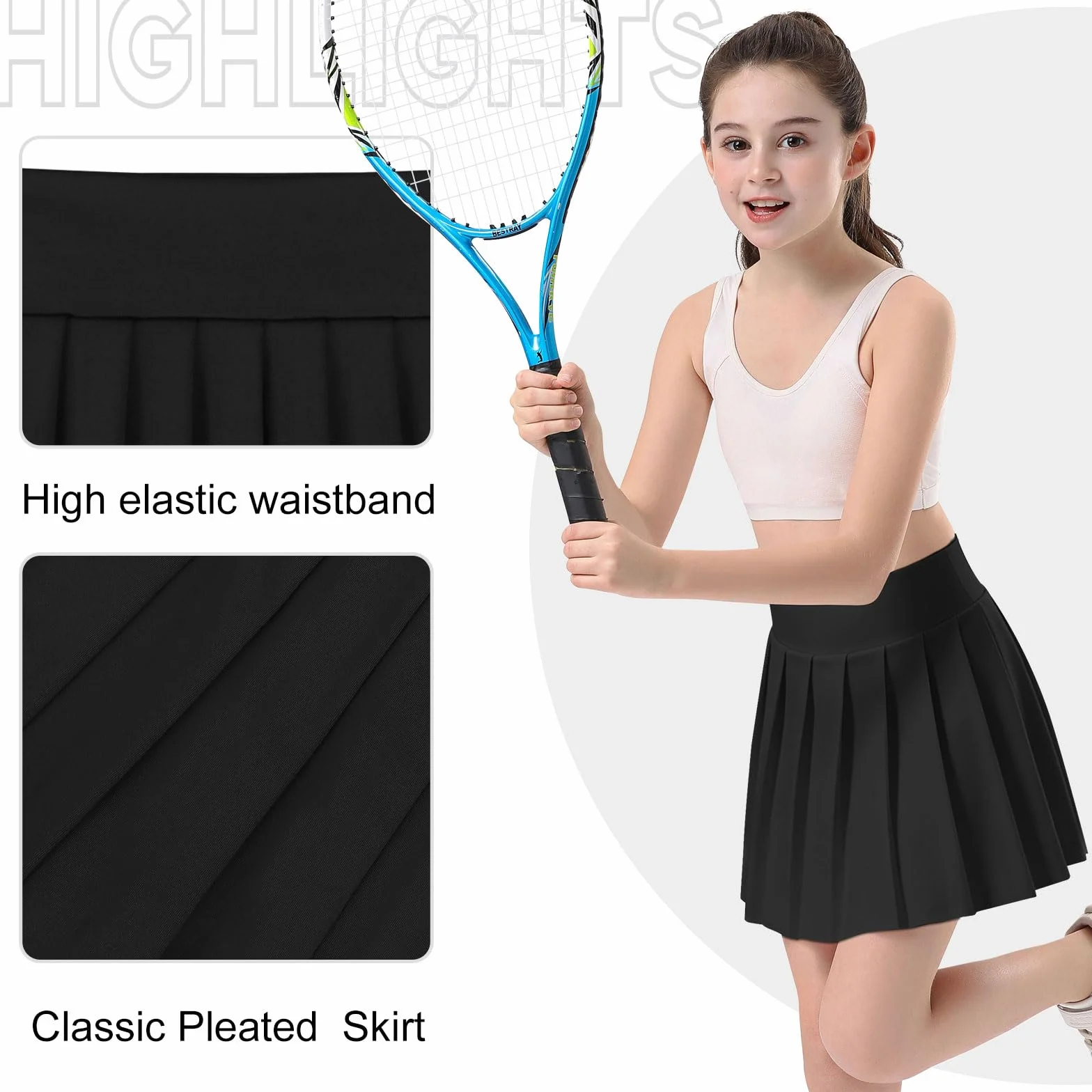 Bezioner Ragazze Gonna da Tennis, Gonna A Pieghe Sportiva con Tasche e Pantaloncini Interni,Gonna da Golf Uniforme Scolastica